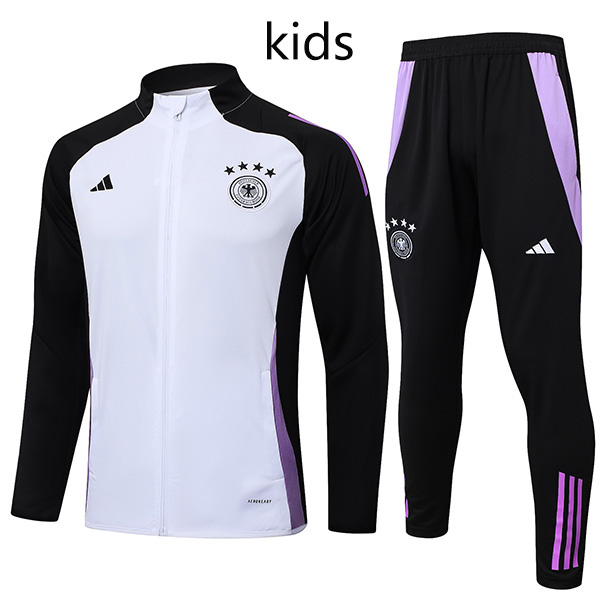 Germany jacket kids kit football sportswear tracksuit white black long zip-neck youth training uniform outdoor children soccer coat 2024-2025