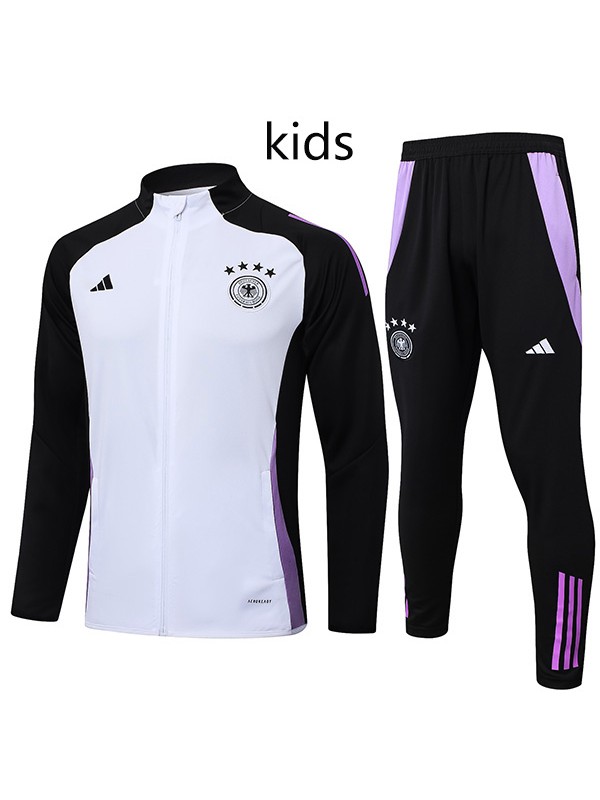 Germany jacket kids kit football sportswear tracksuit white black long zip-neck youth training uniform outdoor children soccer coat 2024-2025