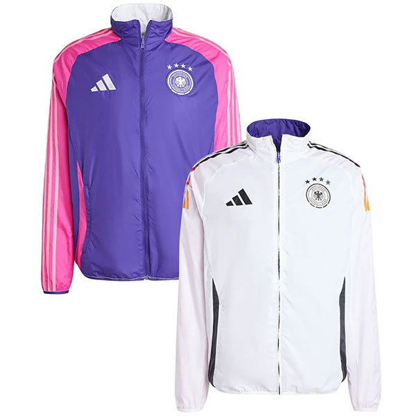 Germany windbreaker jacket football sportswear tracksuit full zip men's training track top purple white kit outdoor soccer coat 2025-2026