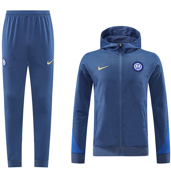 Inter milan hoodie jacket football sportswear tracksuit full zipper men's training kit outdoor soccer blue coat 2024-2025