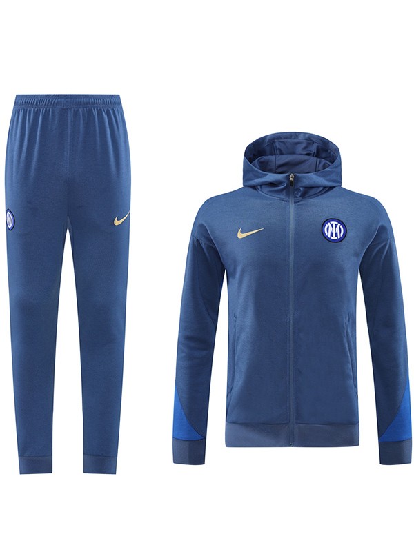 Inter milan hoodie jacket football sportswear tracksuit full zipper men's training kit outdoor soccer blue coat 2024-2025