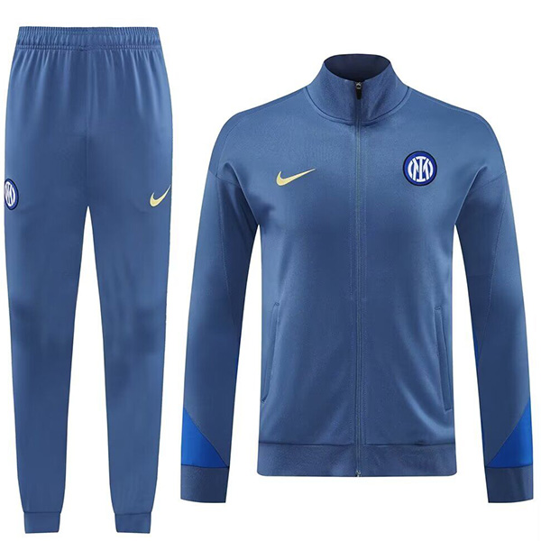 Inter milan jacket football sportswear tracksuit full zipper men's training dark blue kit outdoor soccer coat 2024-2025