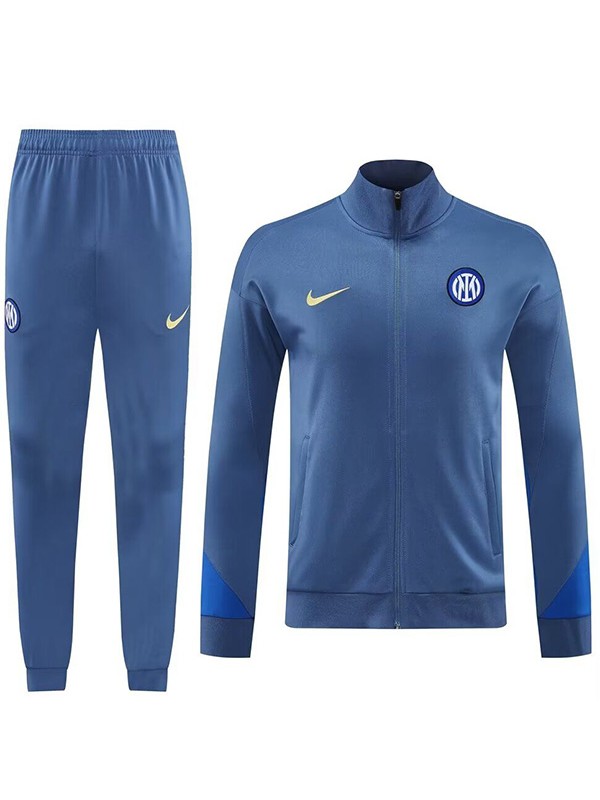 Inter milan jacket football sportswear tracksuit full zipper men's training dark blue kit outdoor soccer coat 2024-2025