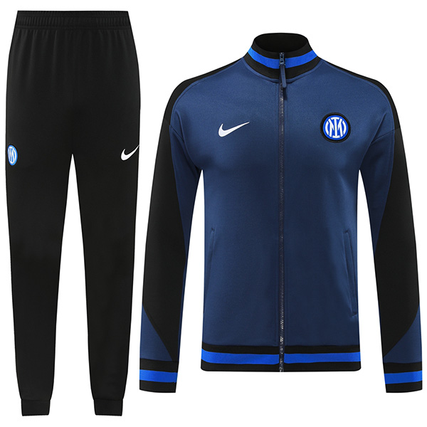 Inter milan jacket football sportswear tracksuit full zipper men's training kit dark blue outdoor uniform soccer coat 2024-2025