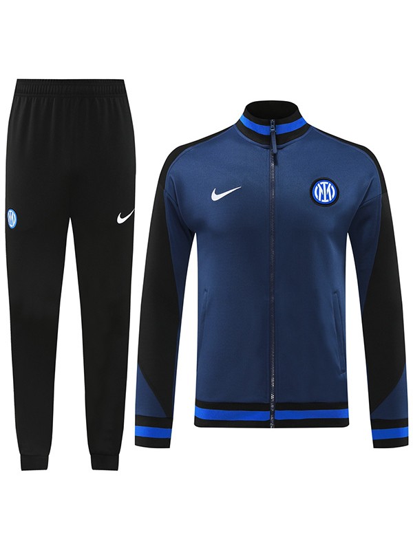 Inter milan jacket football sportswear tracksuit full zipper men's training kit dark blue outdoor uniform soccer coat 2024-2025