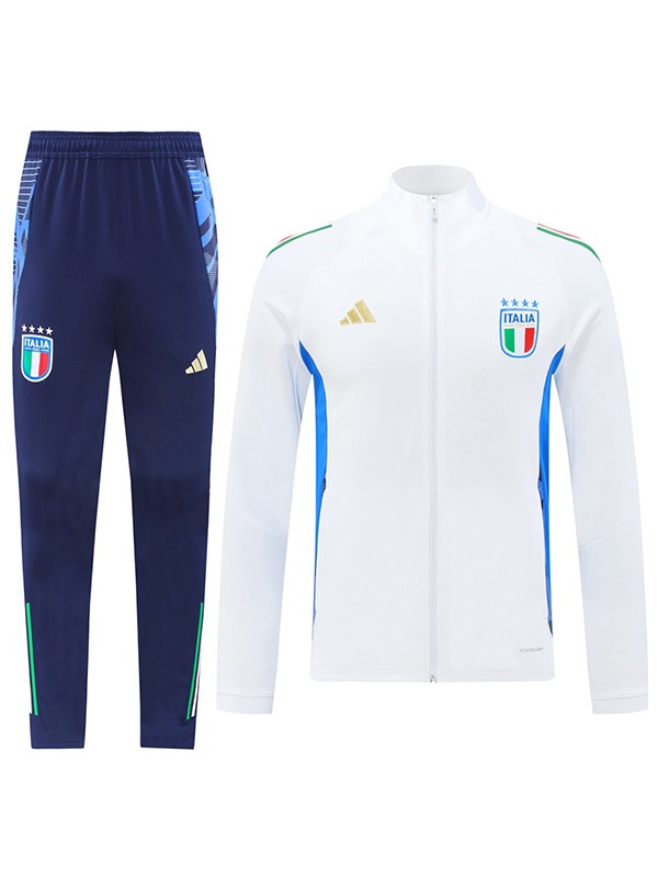 Italy jacket football sportswear tracksuit full zipper men's training kit white navy outdoor uniform soccer coat 2024-2025