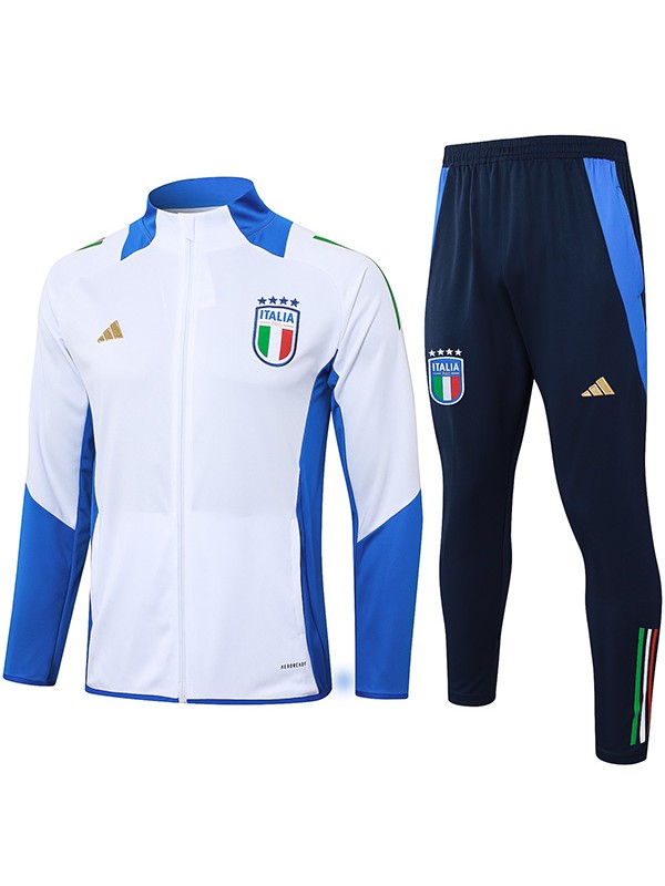 Italy jacket football sportswear tracksuit full zipper men's white blue training kit outdoor soccer coat 2024-2025