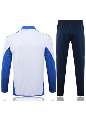 Italy jacket football sportswear tracksuit full zipper men's white blue training kit outdoor soccer coat 2024-2025