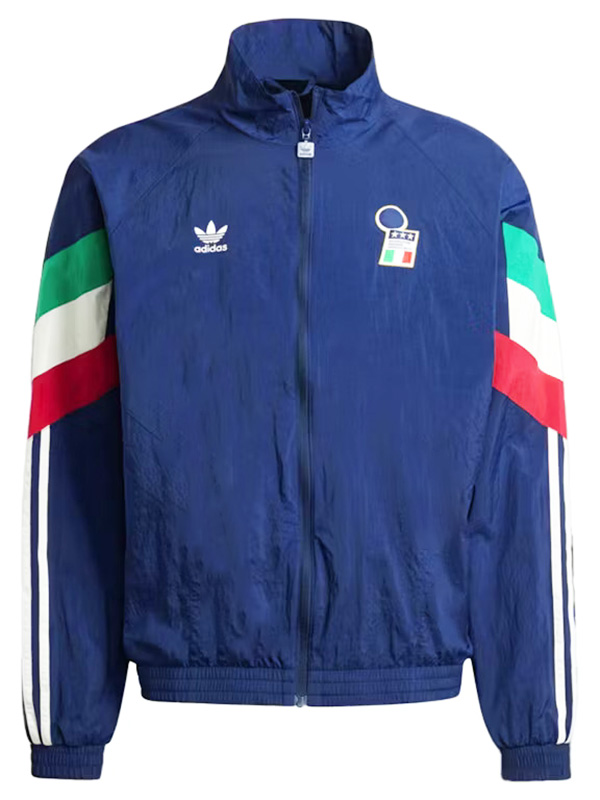 Italy windbreaker jacket football sportswear tracksuit full zipper men's training track top night indigo kit outdoor soccer coat 2024-2025