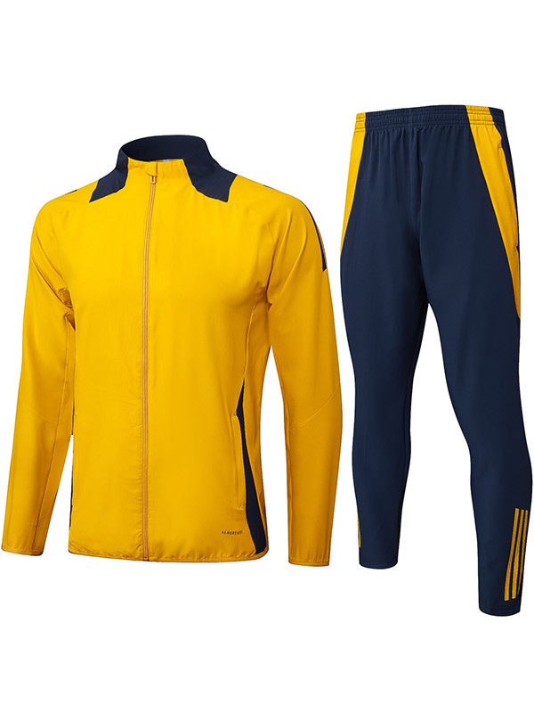 Veste de football sportswear survêtement zippé uniforme homme jaune marine kit d'entraînement extérieur football manteau 2024-2025