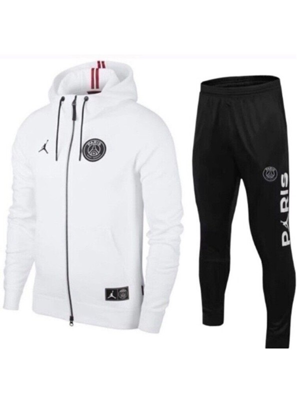 Jordan Paris Saint-Germain Veste à capuche Blanc Noir Football Sportswear Survêtement Zipper Uniforme Kit d'entraînement pour hommes Manteau de football en plein air 2024