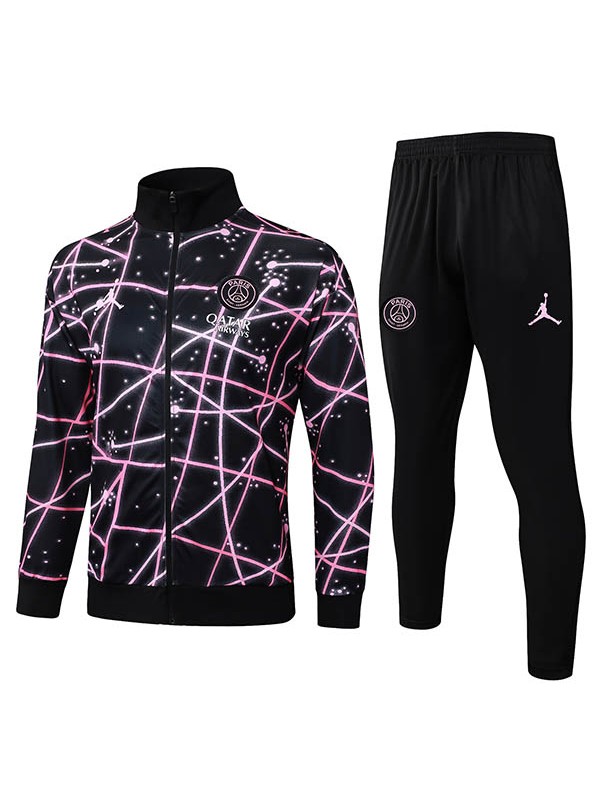 Jordan paris saint-germain veste survêtement de football noir et rose maillot d'entraînement zippé pour homme veste de football d'extérieur 2025-2026