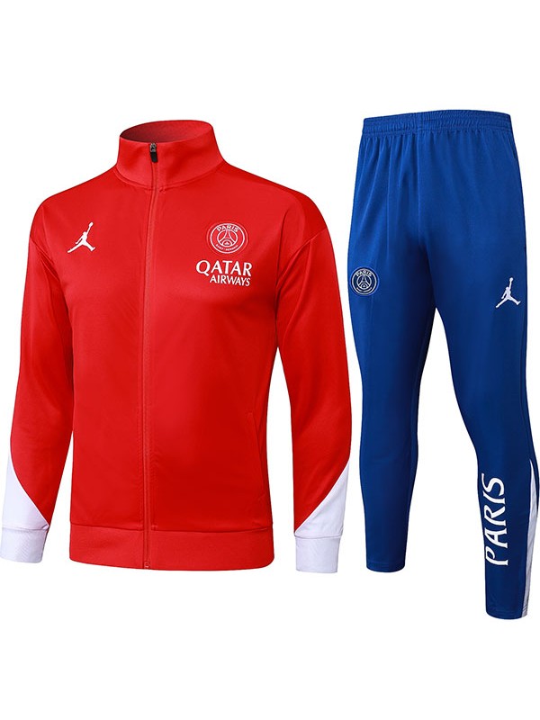 Jordan Paris Saint-Germain veste survêtement de football tenue de sport uniforme rouge à fermeture éclair tenue d'entraînement pour homme manteau de football extérieur 2024-2025