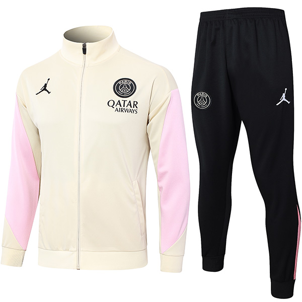 Jordan paris saint-germain jacket football sportswear tracksuit full zipper men's training apricot kit outdoor soccer coat 2024-2025