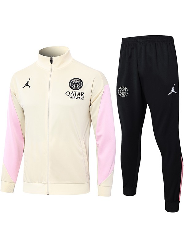 Jordan paris saint-germain jacket football sportswear tracksuit full zipper men's training apricot kit outdoor soccer coat 2024-2025