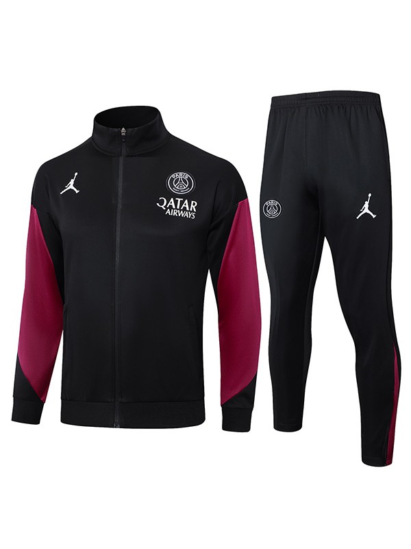 Jordan paris saint-germain jacket football sportswear tracksuit full zipper men's training black kit outdoor soccer coat 2024-2025