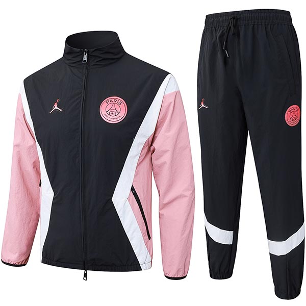 Jordan paris saint-germain veste coupe-vent à capuche survêtement de football vêtements de sport noir rose fermeture éclair complète uniforme kit d'entraînement pour hommes manteau de football en plein air 2025-2026