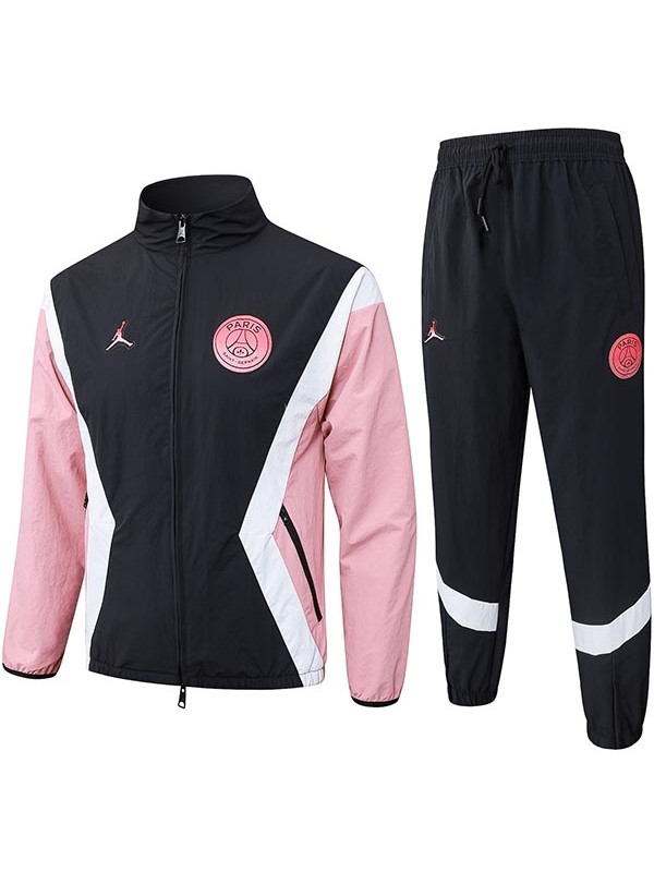 Jordan paris saint-germain veste coupe-vent à capuche survêtement de football vêtements de sport noir rose fermeture éclair complète uniforme kit d'entraînement pour hommes manteau de football en plein air 2025-2026