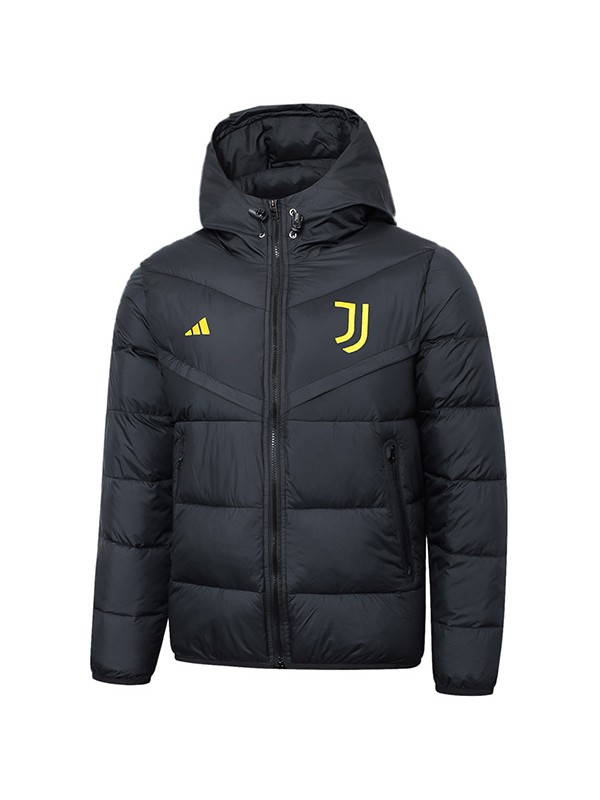 Juventus hoodie cotton-padded jacket football sportswear tracksuit full zipper men's training black kit outdoor soccer coat 2024