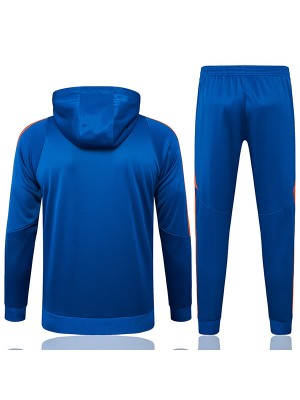 Juventus veste à capuche survêtement de sport de football bleu uniforme à fermeture éclair complète kit d'entraînement pour hommes manteau de football extérieur athlétique 2024-2025
