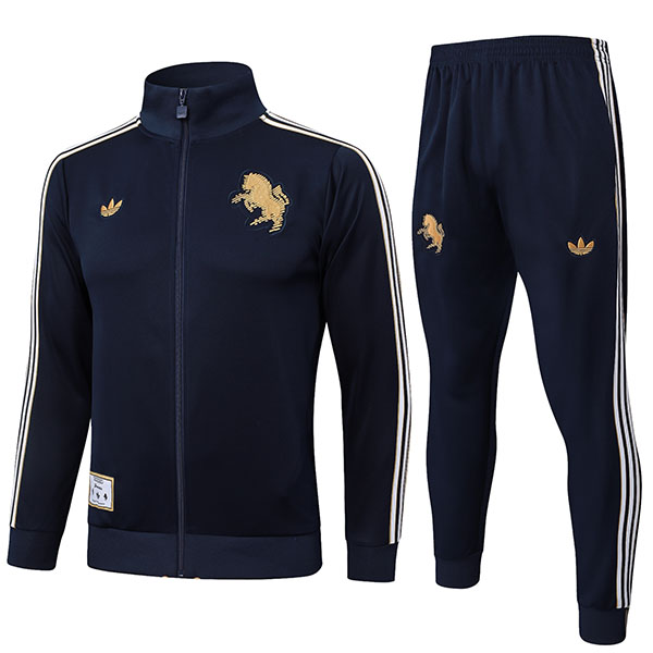 Juventus veste de football survêtement de sport fermeture éclair complète uniforme pour hommes kit d'entraînement bleu marine manteau de football extérieur 2025-2026