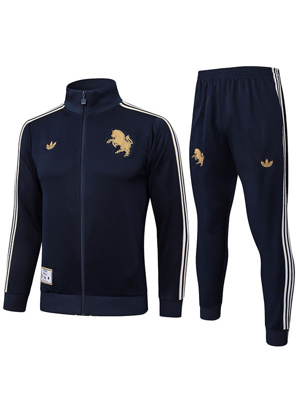 Juventus veste de football survêtement de sport fermeture éclair complète uniforme pour hommes kit d'entraînement bleu marine manteau de football extérieur 2025-2026