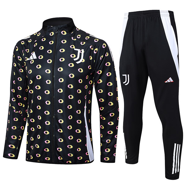 Juventus jacket football sportswear tracksuit full zipper men's training kit black outdoor soccer coat 2024-2025