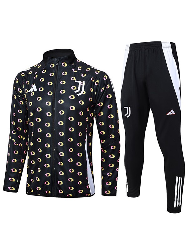 Juventus jacket football sportswear tracksuit full zipper men's training kit black outdoor soccer coat 2024-2025