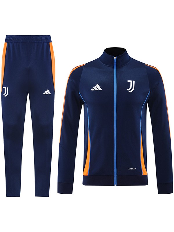 Juventus veste de football survêtement de sport uniforme zippé tenue d'entraînement bleu marine pour homme veste de football d'extérieur 2024-2025