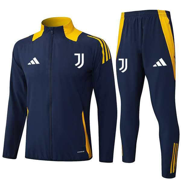 Juventus veste de football survêtement de sport fermeture éclair bleu marine uniforme kit d'entraînement pour hommes manteau de football extérieur 2024-2025