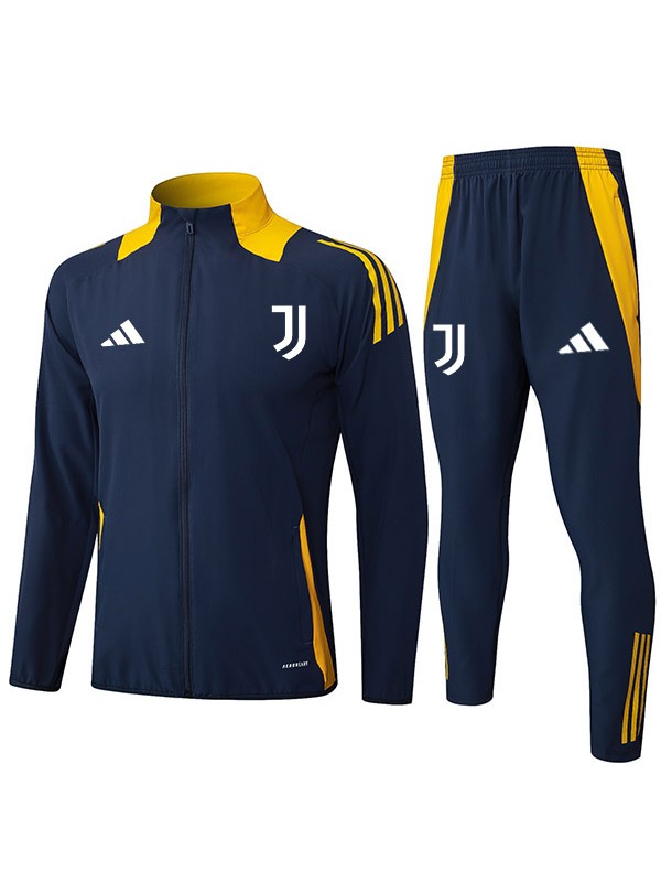 Juventus veste de football survêtement de sport fermeture éclair bleu marine uniforme kit d'entraînement pour hommes manteau de football extérieur 2024-2025
