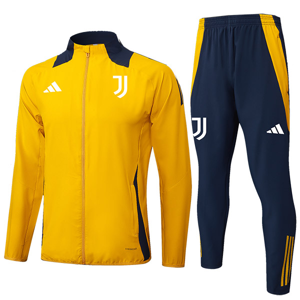 Juventus veste de football survêtement tenue de sport uniforme jaune zippé tenue d'entraînement homme manteau de football extérieur 2024-2025