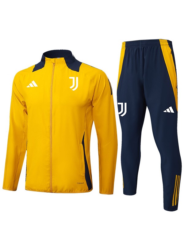 Juventus veste de football survêtement tenue de sport uniforme jaune zippé tenue d'entraînement homme manteau de football extérieur 2024-2025