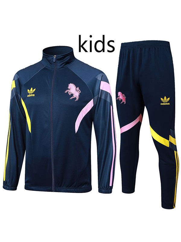 Juventus jacket kids kit football sportswear navy tracksuit long zip-necked youth training uniform outdoor children soccer coat 2024-2025