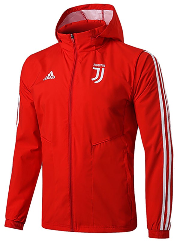 Juventus coupe-vent à capuche veste de football sportswear survêtement rouge full zip uniforme kit d'entraînement pour hommes manteau de football extérieur 2024-2025
