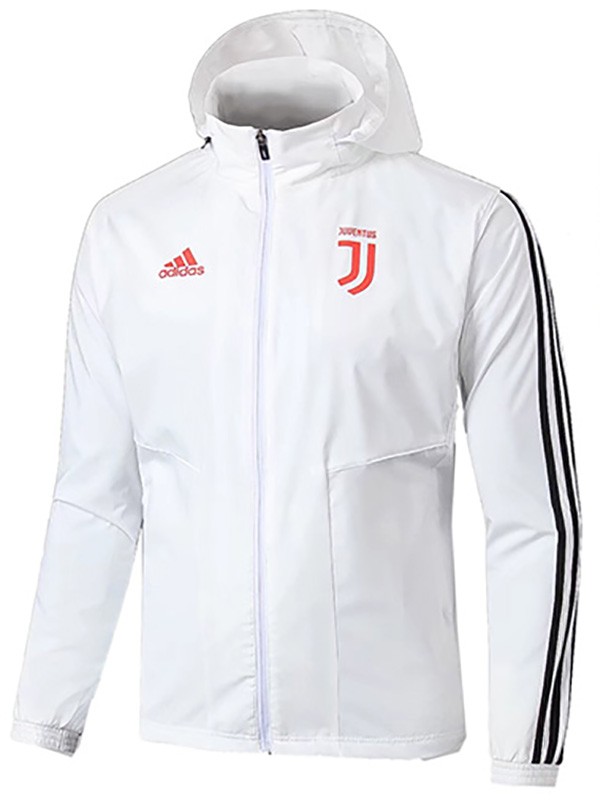 Juventus veste coupe-vent à capuche survêtement de football vêtements de sport blanc fermeture éclair complète uniforme kit d'entraînement pour hommes manteau de football en plein air 2024-2025