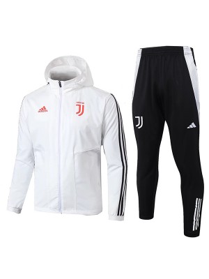 Juventus veste coupe-vent à capuche survêtement de football vêtements de sport blanc fermeture éclair complète uniforme kit d'entraînement pour hommes manteau de football en plein air 2024-2025