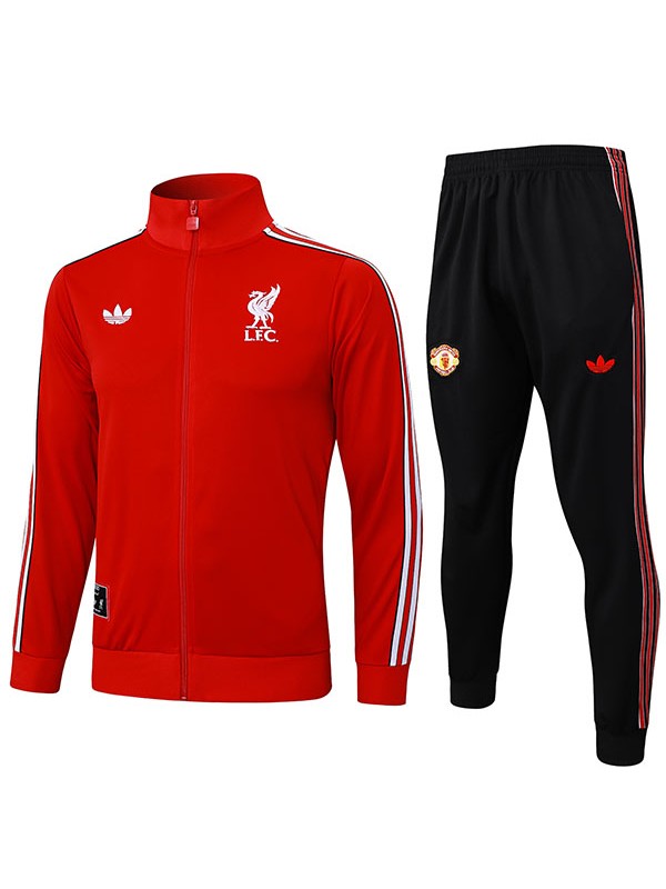 Liverpool veste de football survêtement de sport fermeture éclair complète uniforme pour homme rouge et noir kit d'entraînement manteau de football extérieur 2025-2026