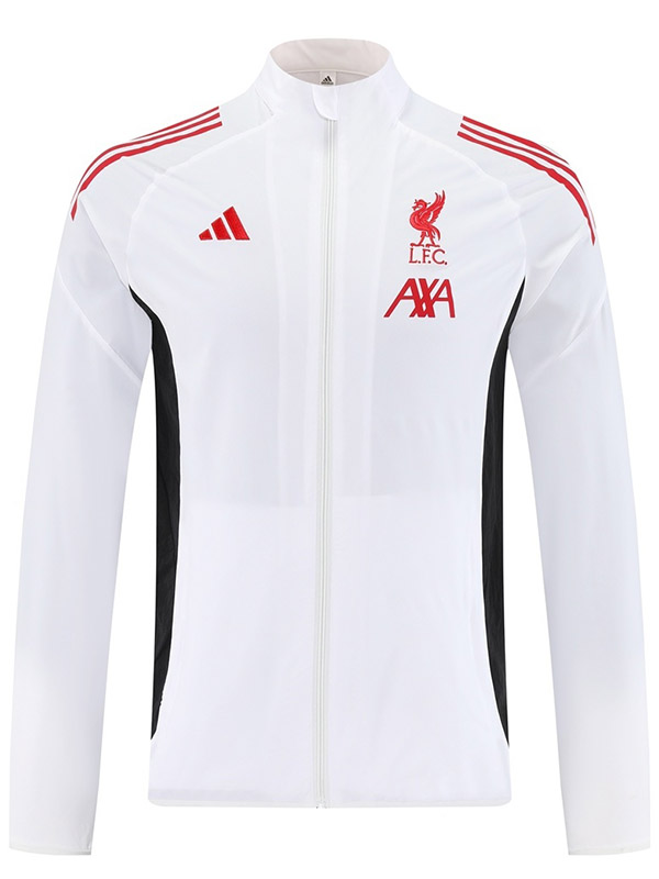 Liverpool veste coupe-vent survêtement blanc à fermeture éclair d'entraînement homme 2025-2026