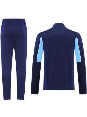 Manchester city veste de football survêtement de sport fermeture éclair complète, uniforme pour homme kit d'entraînement bleu marine manteau de football extérieur 2025-2026