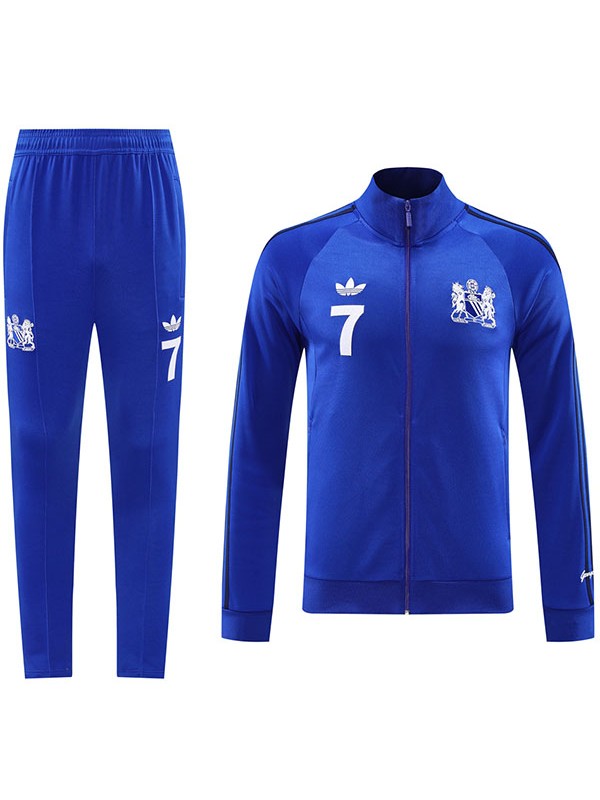 Manchester united veste de football vêtements de sport bleu 7 survêtement fermeture éclair complète kit d'entraînement pour hommes manteau de football en plein air 2024-2025