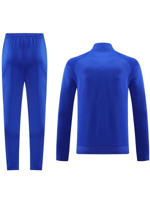 Manchester united veste de football vêtements de sport bleu 7 survêtement fermeture éclair complète kit d'entraînement pour hommes manteau de football en plein air 2024-2025