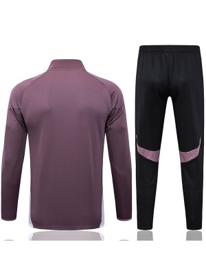 Manchester United veste de football survêtement à fermeture éclair complète pour homme violet et gris kit d'entraînement manteau de football extérieur 2025-2026