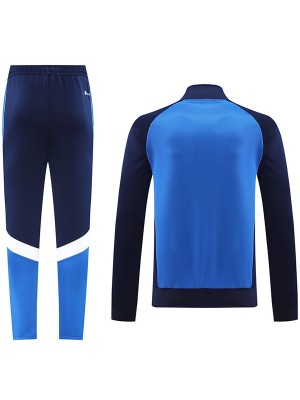 Manchester united veste de football vêtements de sport survêtement bleu marine fermeture éclair complète kit d'entraînement pour hommes manteau de football en plein air 2024-2025