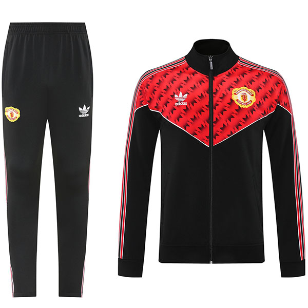 Manchester united veste de football sportswear survêtement noir rouge full zip uniforme homme kit d'entraînement abricot extérieur football manteau 2025-2026