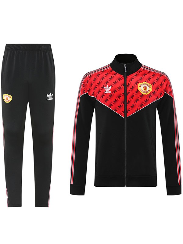Manchester united veste de football sportswear survêtement noir rouge full zip uniforme homme kit d'entraînement abricot extérieur football manteau 2025-2026