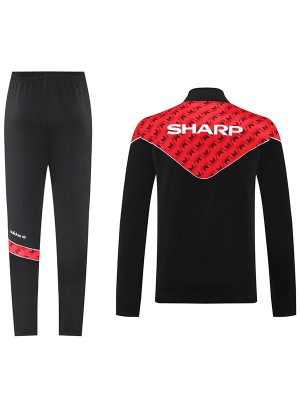 Manchester united veste de football sportswear survêtement noir rouge full zip uniforme homme kit d'entraînement abricot extérieur football manteau 2025-2026