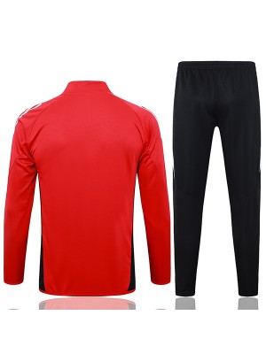 Manchester united jacket football sportswear tracksuit full zipper men's training kit red black outdoor soccer coat 2024-2025