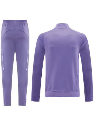 Manchester United veste de football survêtement de sport fermeture éclair complète kit d'entraînement violet pour hommes manteau de football extérieur 2025-2026