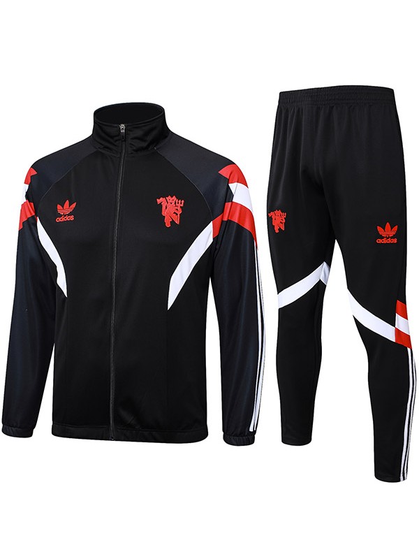 Manchester united jacket football sportswear tracksuit long zipper uniform men's training black kit outdoor soccer coat 2024-2025